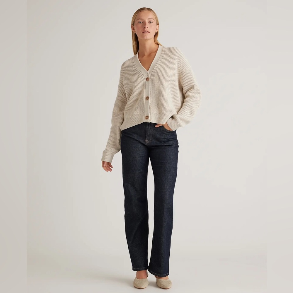 100% Organic Cotton Fisherman Boxy Cropped Cardigan
